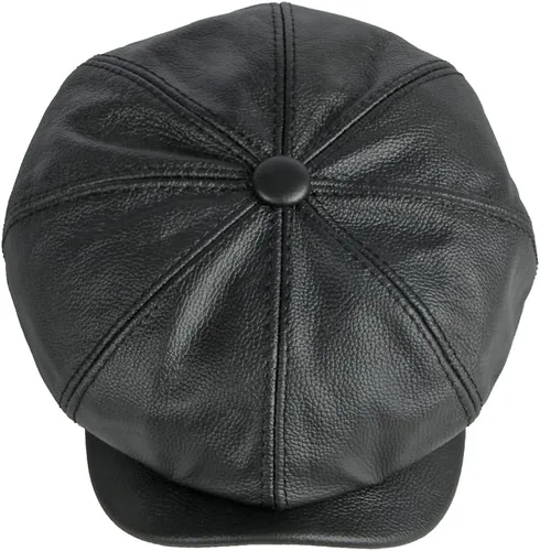 Vista 2 de Sombrero de cuero genuino para hombre, gorra de hiedra, 8 paneles, boina, sombrero de cabbie