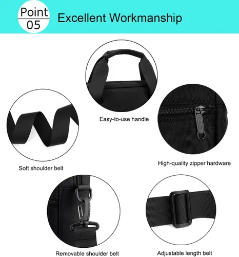 Vista 6 de Bolsa para laptop de 15.6 pulgadas para hombres y mujeres, impermeable, bolso de hombro para computadora, para negocios, oficina, trabajo, viajes