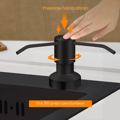 Vista 7 de Dispensador de jabón para fregadero de cocina, dispensador de jabón integrado para fregadero de encimera con kit de tubo de extensión de 47