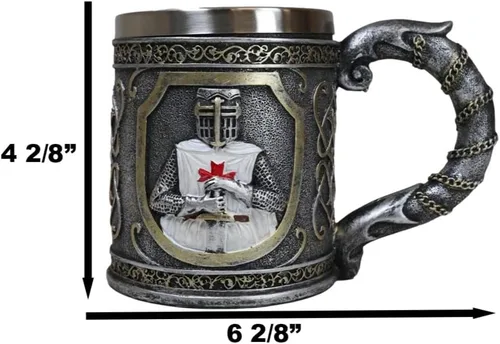 Vista 5 de Ebros Gift Taza de 15 oz con diseño de pergamino escudo de armas medieval Templario Cruzado Cruzado de los Caballeros de la Cruz Taza de café