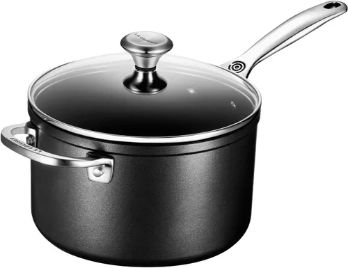 Vista 7 de Le Creuset Cacerola PRO antiadherente endurecida con tapa de vidrio, 2 cuartos de galón.