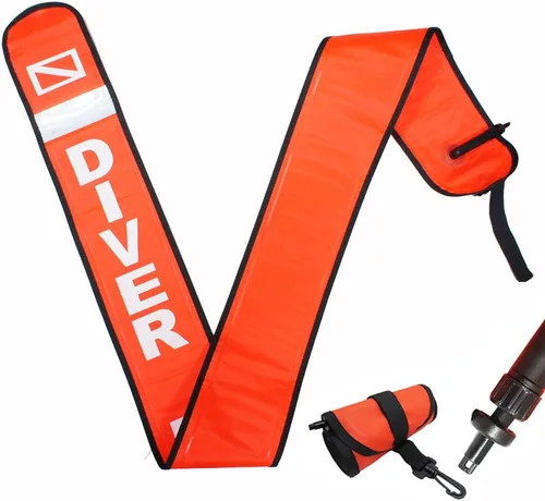 Vista 7 de Scuba Choice Surface Marker Buoy (SMB) High-Visibility Dive Signal Tube, Durable Nylon TPU, Compact & BCD-Compatible, Easy Oral Inflator for Diving