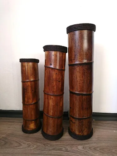 Vista 4 de Bamboo Floor Vases Available in Different Heigh, Set of 3