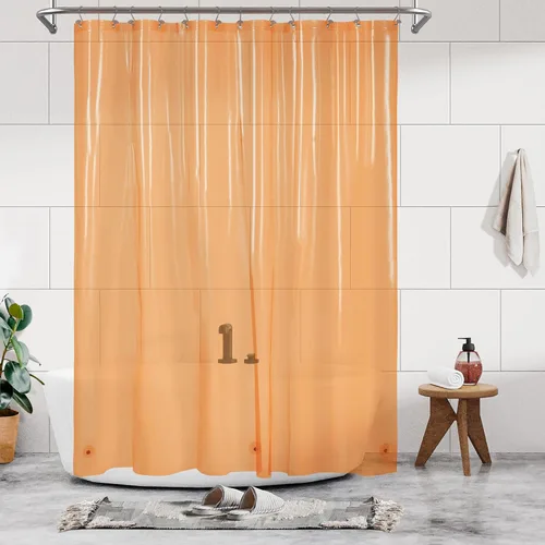 Vista 44 de Barossa Design - Forro de cortina estrecho de PEVA para ducha, con 3 imanes, impermeable, para cabina de baño pequeña, sin PVC, ojales metálicos