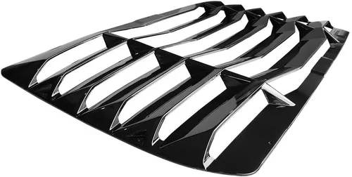 Vista 8 de IKON MOTORSPORTS, Rejillas de ventana trasera compatibles con Honda Civic Sedan 2016-2021, estilo IKON color negro brillante, cubierta solar ABS