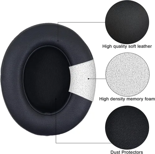 Vista 4 de Almohadillas de repuesto para auriculares Beats Studio 2 y Studio 3 con cable e inalámbricos, almohadillas de repuesto para auriculares con Negro