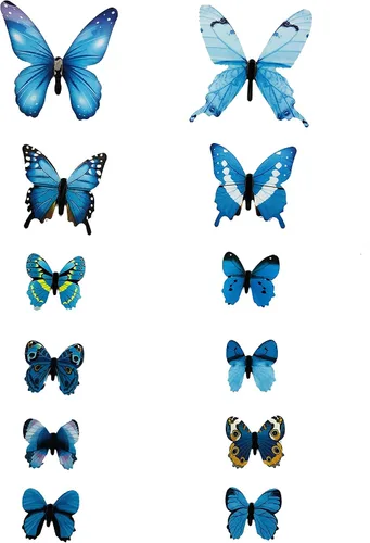 Vista 4 de 132 calcomanías de mariposa, calcomanías de pared de mariposas coloridas 3D, mariposas de plástico 3D, decoración de pared para fiesta