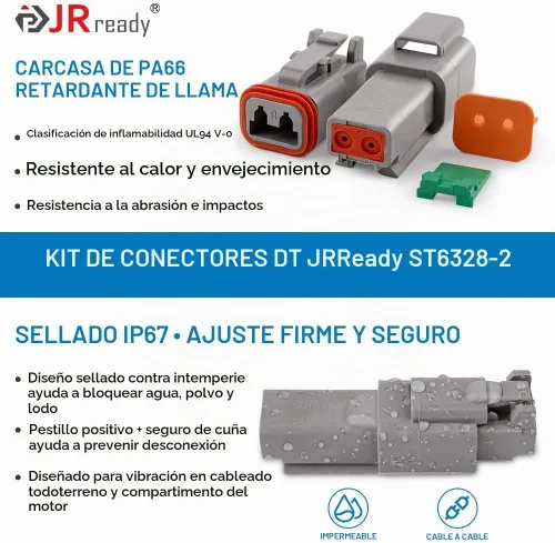 Vista 6 de JRready Kit de conectores Deutsch de 2 pines con contactos sólidos de tamaño 16 (14-20AWG), conector impermeable Deutsch de 2 pines de la serie