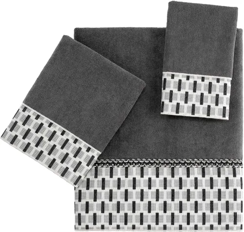 Vista 12 de Avanti Linens - Toalla de mano, algodón suave y absorbente (colección Chevron Galaxy, negro)