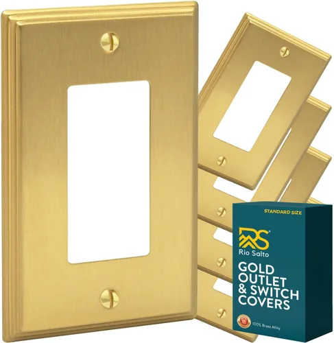 Vista 28 de Rio Salto BRASS Deco Collection - Placa de pared ciega de metal dorado de tamaño estándar, cubierta de salida resistente a la corrosión