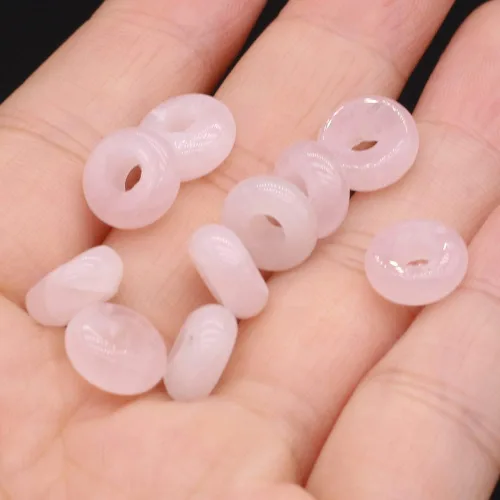 Vista 9 de 50 cuentas sueltas de piedra semipreciosa natural con agujero grande, forma de ábaco, ópalo de moda, amatista, unakita, cuarzo rosa, cuentas