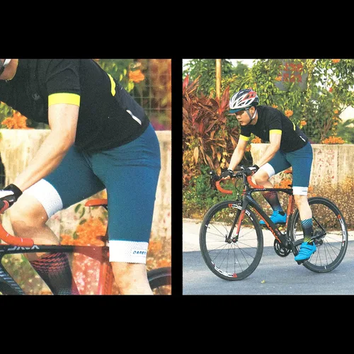 Vista 4 de Darevie Pantalones cortos de ciclismo profesional para hombre, 6H, 500 KM, pantalones cortos de ciclismo con relleno 3D con agarre de pierna de 2.8in