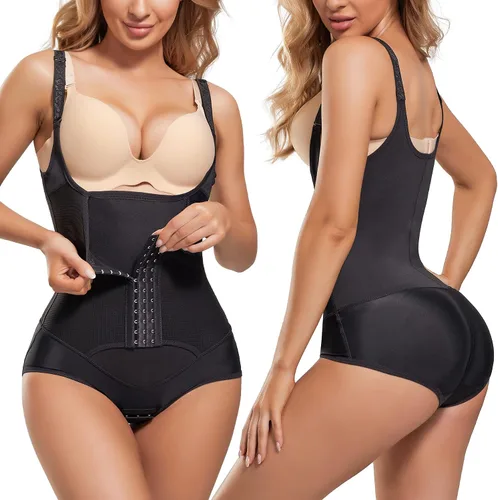 Vista 2 de REYEOGO Entrenador de cintura para mujer, moldeador de cuerpo firme, levantador de glúteos, control de abdomen, faja adelgazante