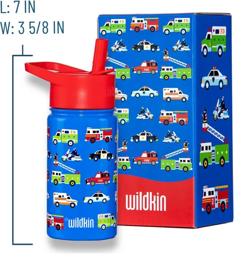 Vista 9 de Wildkin Paquete de maleta rodante con botella de agua reutilizable de acero de 14 onzas (héroes)