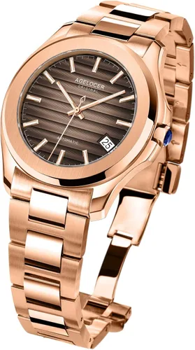 Vista 4 de Agelocer Reloj luminoso de lujo para hombre, con esfera de degradado, correa de acero, resistente al agua, a la moda