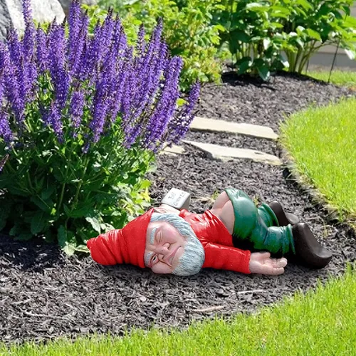 Vista 8 de Divertidas Estatuas de Gnomos de Jardín Enanos Borrachos Decoración, Escultura Creativa de Resina Regalo Novedoso para Exteriores Interiores Patio