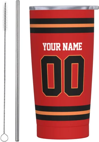 Vista 21 de Arizona - Vaso aislado personalizado con número de nombre, vasos de fútbol personalizados con pajita, taza de viaje personalizada para café, regalos