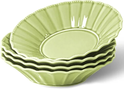 Vista 10 de HOMBENE - Juego de 4 cuencos de cerámica para pasta, de 25 onzas, estilo ondulado, ensaladas, sopa, pasta, fideos, cena, aptos para microondas