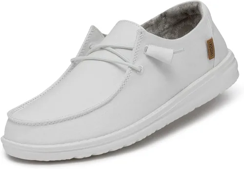 Vista 93 de Hey Dude Wendy Chambray - Zapatos para mujer, mocasines con cordones para mujer, cómodos y ligeros Aurora Blanco 2