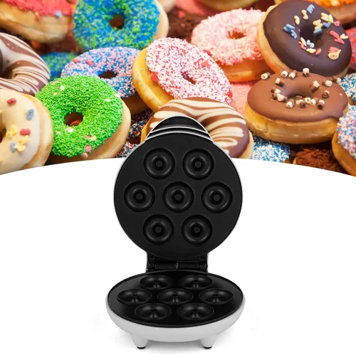 Vista 2 de Luqeeg Mini máquina para hacer donas, máquina de desayuno, máquina eléctrica de donas con revestimiento antiadherente, tostadora, máquina de donas