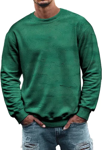 Vista 14 de MARSVOVO Sudadera para hombre 2025 para otoño e invierno, cuello redondo, básica, holgada, cómoda, cálida, moderna, casual, estampado, sin botones