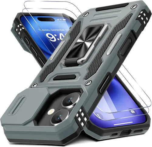 Vista 36 de DEERLAMN Funda para iPhone Air de 6.5 pulgadas con cubierta deslizante para cámara + protector de pantalla (2 paquetes), soporte de anillo giratorio