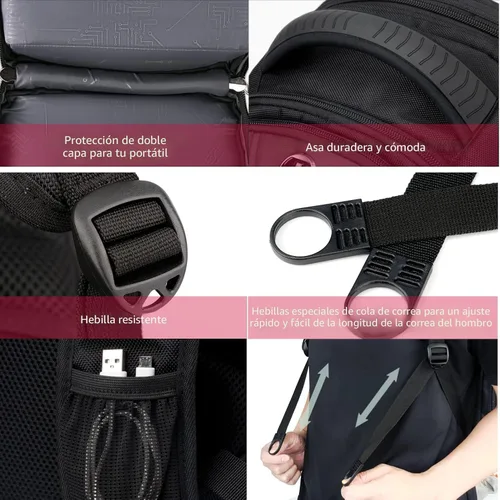 Vista 10 de Swissdigital - Mochila de diseño para viaje para hombres, compatible con TSA, con carga USB, protección RFID, mochila de negocios para laptops
