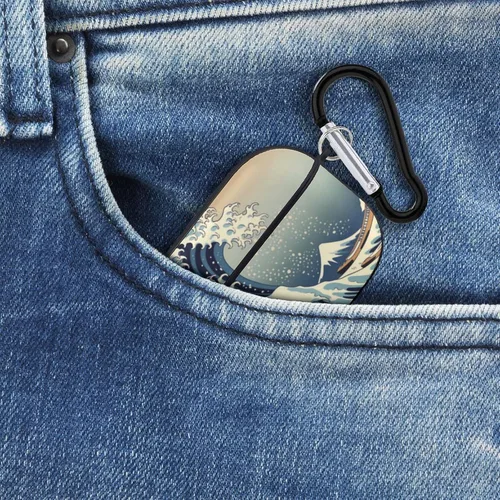 Vista 8 de Great Wave Mount Fuji - Funda compatible con AirPod Pro 2019 con llavero protector a prueba de golpes Estilo negro.