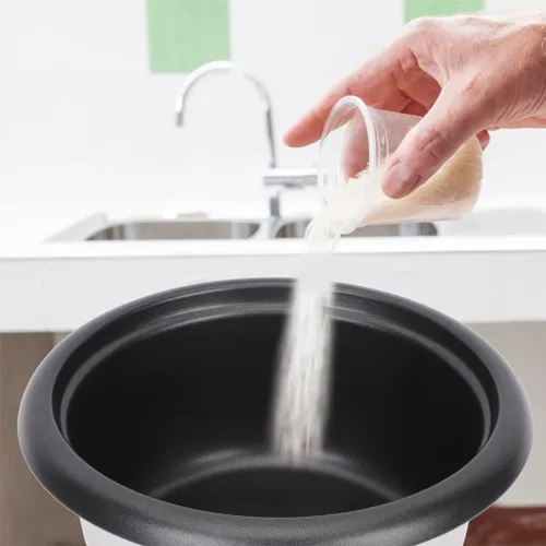 Vista 3 de Operitacx Olla de arrocera interior de 3 tazas/0.5L sin cocinar, olla de repuesto interior antiadherente compatible con olla arrocera de 1.5 L