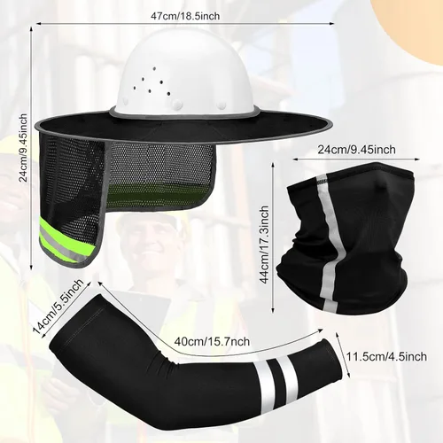 Vista 3 de SATINIOR 8 unidades de sombrero duro de ala completa para el sol, protección solar, protección para el cuello, polaina para el cuello, bufanda
