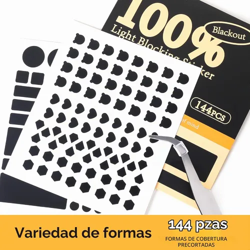 Vista 2 de Breliter Calcomanías de bloqueo de luz – 144 piezas cubiertas opacas con pinzas para atenuación de luz de electrónicos para routers, monitores