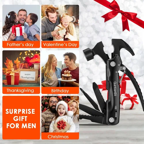 Vista 2 de Regalos para hombres, multiherramienta de martillo 12 en 1, rellenos de calcetines para hombres, rellenos de calcetines de Navidad para adultos