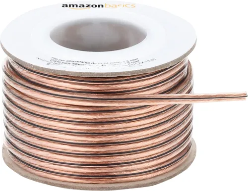 Vista 4 de Amazon Basics Cable de cable de altavoz de calibre 16, marca de polaridad, 50 pies, transparente
