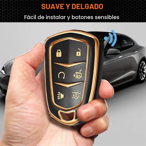 Vista 2 de Funda de llavero Accesorios para Cadillac para Cadi Escalade ESV 6 botones, funda de TPU (negro)