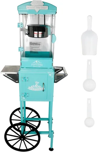 Vista 8 de Máquina comercial de palomitas de maíz con carrito, máquina de palomitas de maíz para cine con hervidor de 16 onzas, control de 3 interruptores