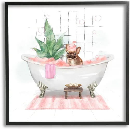 Vista 11 de Stupell Industries Adorable bulldog francés en baño de burbujas rosa