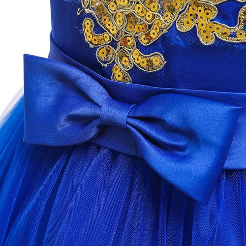 Vista 4 de Vestido tutú de encaje con lentejuelas y lazo para niñas, para bautizo, comunión, fiesta de cumpleaños, boda