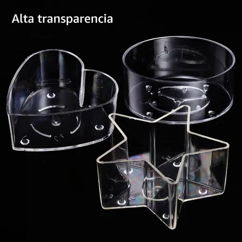 Vista 3 de Beavorty Juego de 100 mechas con 40 portavelas de plástico transparente, 10 unidades cada uno en forma de corazón cuadrado redondo