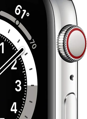Vista 2 de Apple Watch Series 6 (GPS + Cellular, 44mm) - Silver Stainless Steel Case with White Sport Band (Renewed)
