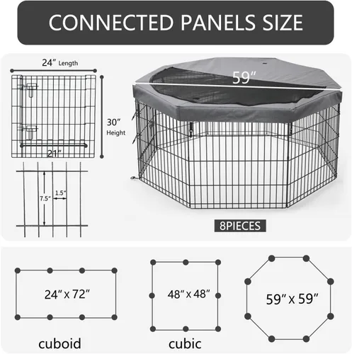 Vista 47 de PETIME - Corral plegable de metal para ejercicio de perros/Parque de juegos para cachorros con 8 paneles para interior/exterior, valla de patio