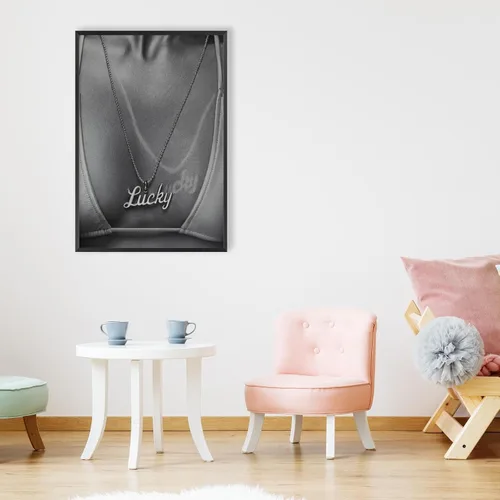 Vista 6 de Pósteres de Lienzo con Collar Retro de la Suerte, Fotografía Trendy en Blanco y Negro, Arte de Pared, Láminas de Mujer Sexy en Bikini, Pintura