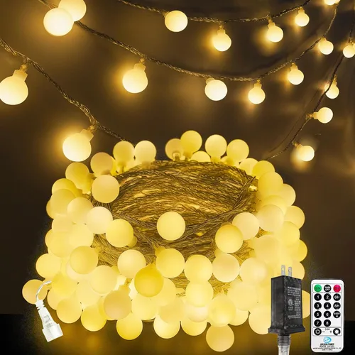 Vista 17 de LORRYTE Luces de Navidad marroquíes para exteriores operadas por batería, 60 LED de 36 pies, luces de globo de hadas con 8 modos de iluminación