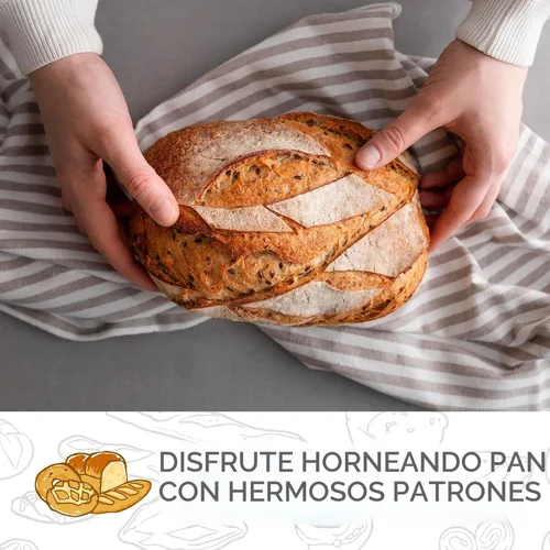 Vista 7 de DOYOLLA Juego de cestas a prueba de pan, kit de inicio de masa madre, herramientas para hacer pan Banneton con eslinga de pan de silicona