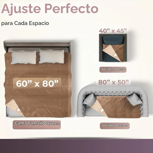 Vista 6 de Sacred Weapon - Manta impermeable para cama – Mini manta Sherpa y forro polar – Manta impermeable para sofá y protector de colchón, absorbente Beige