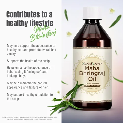 Vista 5 de HerbsForever Maha Bhringaraj Oil - Detén la caída del cabello y ayuda a crecer el cabello naturalmente - Aceite premium prensado en frío - Sin OMG