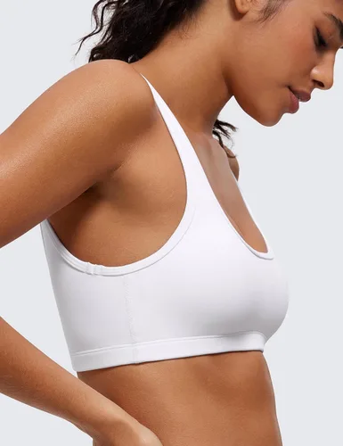 Vista 4 de CRZ YOGA Butterluxe - Mini brasier para mujer, cuello redondo, de bajo impacto, sin varillas, brasier deportivo con relleno para yoga y entrenamiento