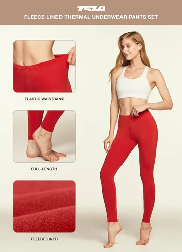 Vista 5 de TSLA- 1 o 2 paquetes de pantalones térmicos de yoga para mujer, forro polar de compresión, entrenamiento de invierno, mallas deportivas.