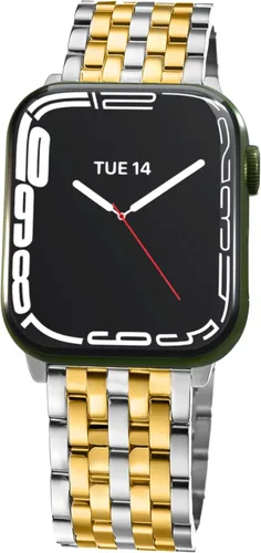 Vista 13 de Correa de reloj de siete eslabones para Apple Watch Series 11, 10, 9, 8, 7, 6, 5, 4, 3, 2, 1 y SE 3/2/1 para mujer, elegante correa de metal de Oro