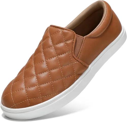 Vista 17 de STQ Zapatos sin cordones para mujer, zapatillas acolchadas de moda Blanco beige