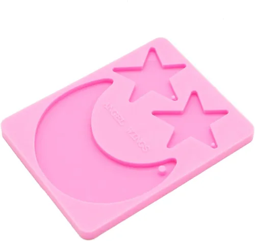 Vista 4 de Angel Wings Llavero con forma de estrella y luna, moldes de silicona, aretes, molde de resina, llavero de resina para manualidades, colgantes